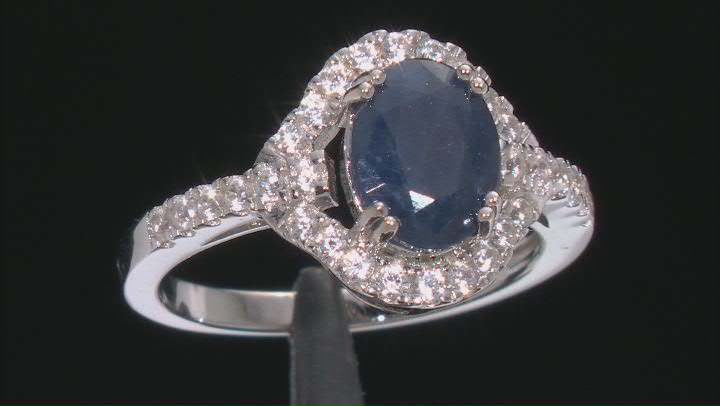 Mahaleo® Blue Sapphire Rhodium Over Sterling Silver Ring 2.70ctw Video Thumbnail