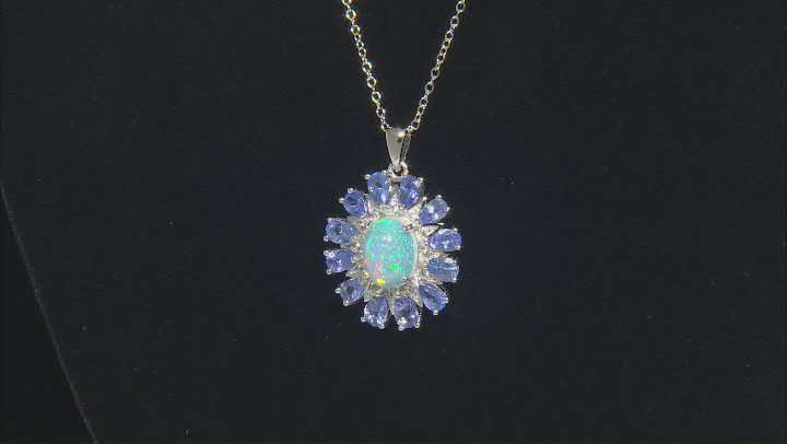 Opal Rhodium Over Sterling Silver Pendant With Chain 10x8mm Video Thumbnail