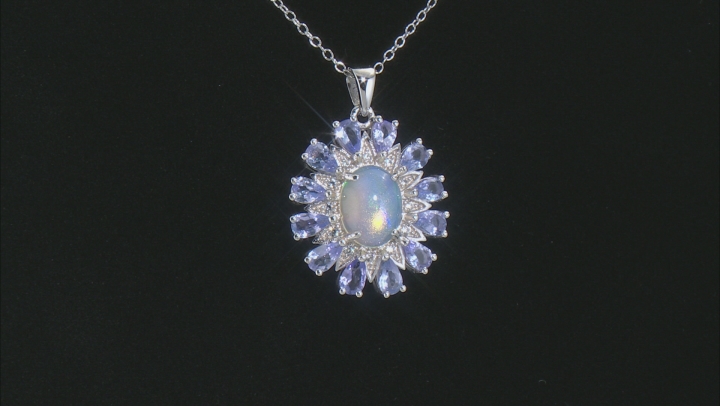 Opal Rhodium Over Sterling Silver Pendant With Chain 10x8mm Video Thumbnail