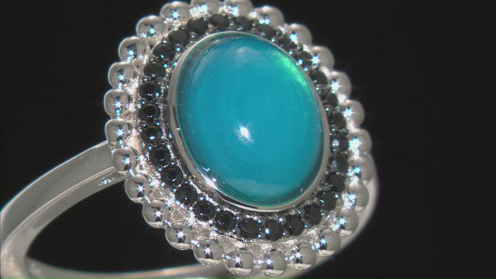 Blue Opal Rhodium Over Sterling Silver Ring 0.85ctw Video Thumbnail