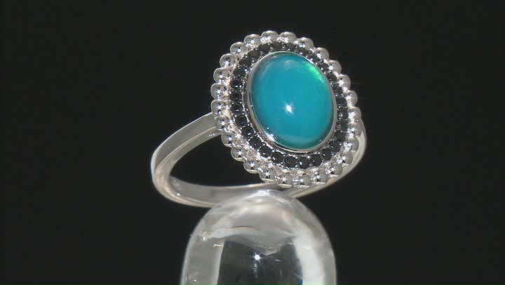 Blue Opal Rhodium Over Sterling Silver Ring 0.85ctw Video Thumbnail