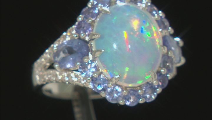 Opal Rhodium Over Sterling Silver Ring 12x10mm Video Thumbnail