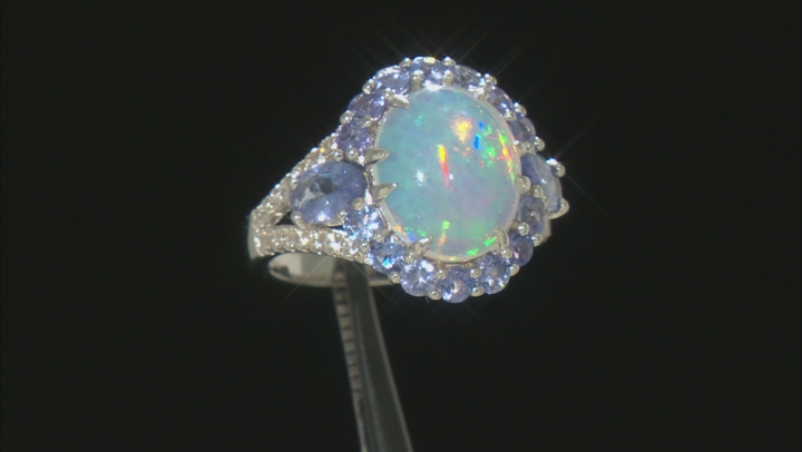 Opal Rhodium Over Sterling Silver Ring 12x10mm Video Thumbnail