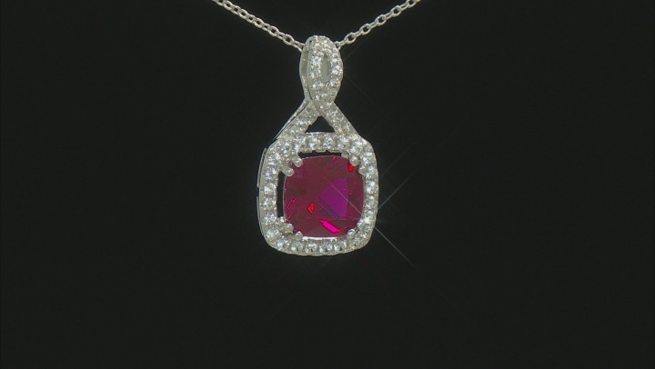 Red Lab Created Ruby Rhodium Over Sterling Silver Jewelry Set 5.24ctw Video Thumbnail