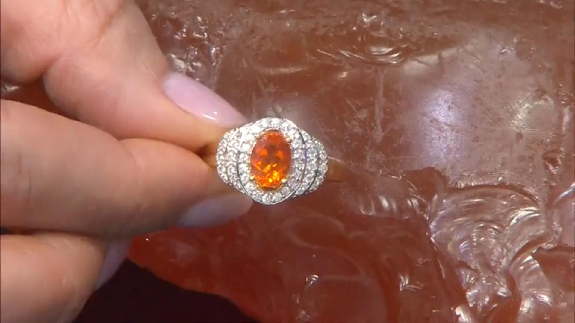Oval Mexican Fire Opal 14k Yellow Gold Over Sterling Silver Ring 1.10ctw Video Thumbnail