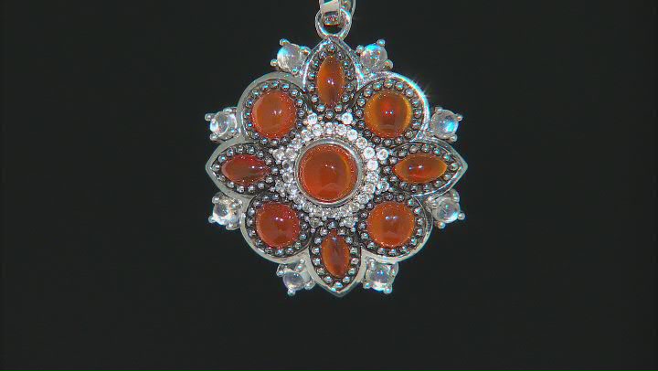 Orange Chalcedony Rhodium Over Silver Pendant with Chain 5.07ctw Video Thumbnail