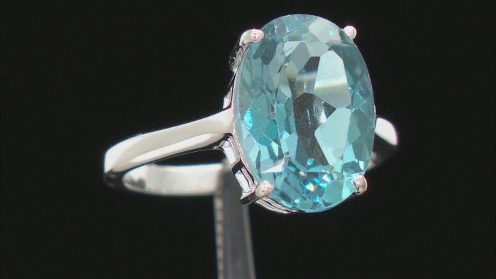 London Blue Topaz Rhodium Over Sterling Silver Solitaire Ring 7.20ctw Video Thumbnail