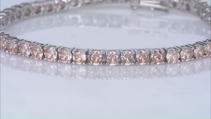 Champagne Cubic Zirconia Rhodium Over Brass Tennis Bracelet 13.63ctw Video Thumbnail