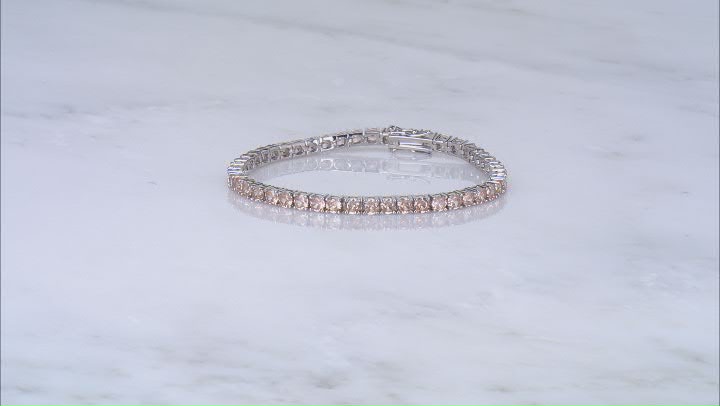 Champagne Cubic Zirconia Rhodium Over Brass Tennis Bracelet 13.63ctw Video Thumbnail
