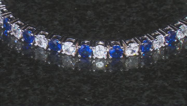 Blue And White Cubic Zirconia Rhodium Over Brass Tennis Bracelet 20.20ctw Video Thumbnail