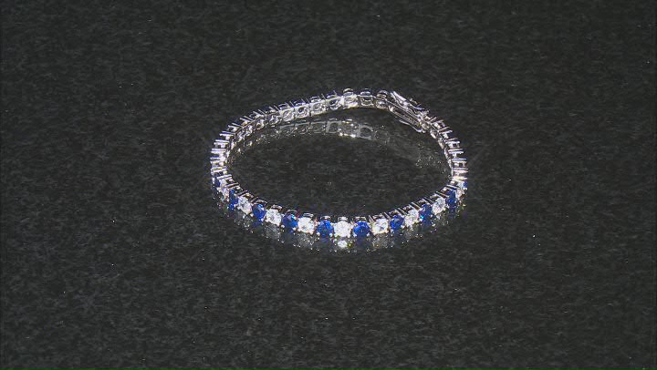 Blue And White Cubic Zirconia Rhodium Over Brass Tennis Bracelet 20.20ctw Video Thumbnail
