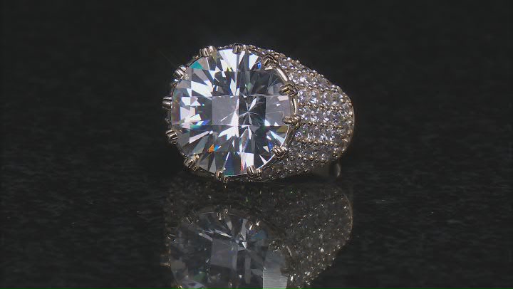 White Cubic Zirconia 18k Yellow Gold Over Sterling Silver Ring 26.96ctw Video Thumbnail