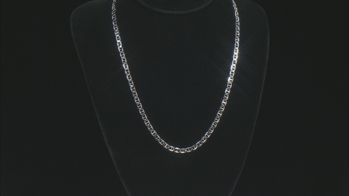 Sterling Silver 20 inch Flat Mariner Chain Necklace Video Thumbnail