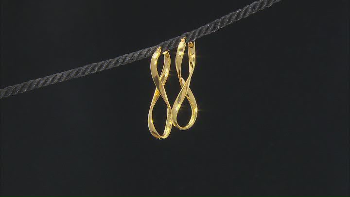 18K Yellow Gold Over Sterling Silver Elongated Infinity Tube Earrings Video Thumbnail