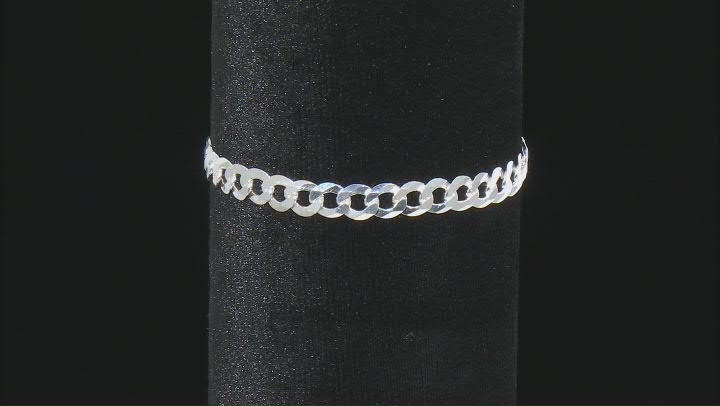 Sterling Silver Diamond-Cut 6MM Flat Curb Link 8.25 Inch Bracelet Video Thumbnail