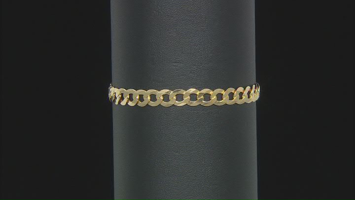 18K Yellow Gold Over Sterling Silver Diamond-Cut 6MM Flat Curb Link 8.25 Inch Bracelet Video Thumbnail