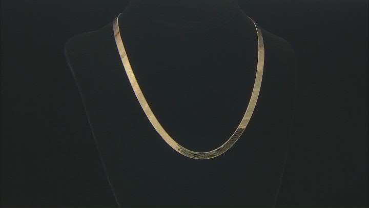 18K Yellow Gold Over Sterling Silver 5.5MM Herringbone Chain Video Thumbnail