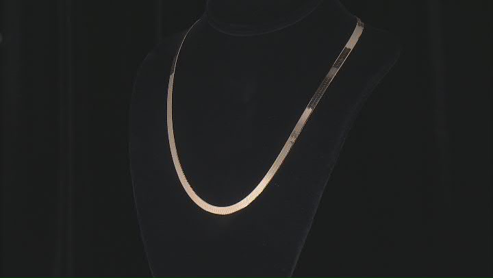18K Yellow Gold Over Sterling Silver 5.5MM Herringbone Chain Video Thumbnail