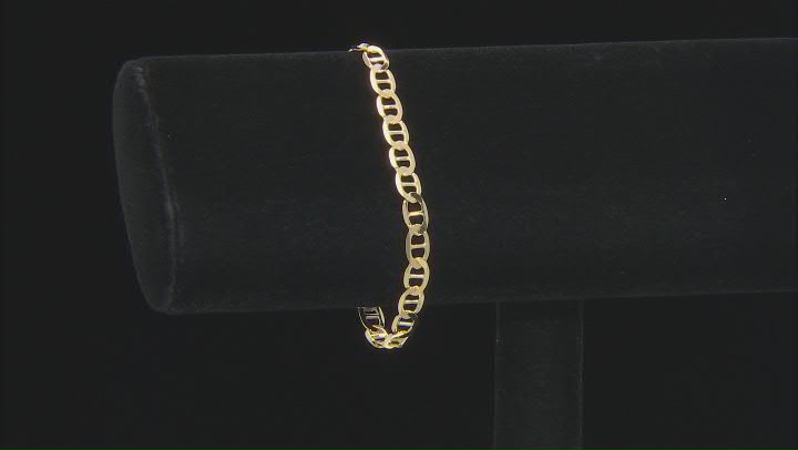 18K Yellow Gold Over Sterling Silver Set of 3 Flat Curb, Mariner, and Herringbone Link Bracelets Video Thumbnail