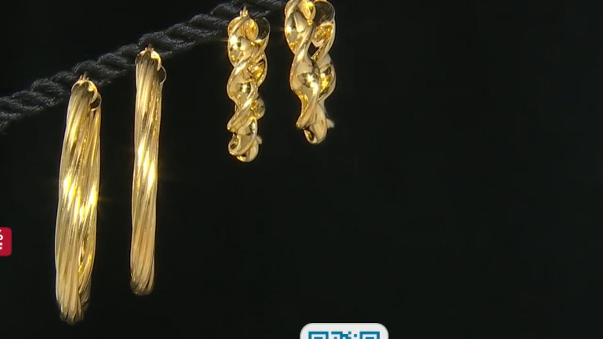 18K Yellow Gold Over Sterling Silver Set of 2 39MM and 23MM Twisted Hoop Earrings Video Thumbnail