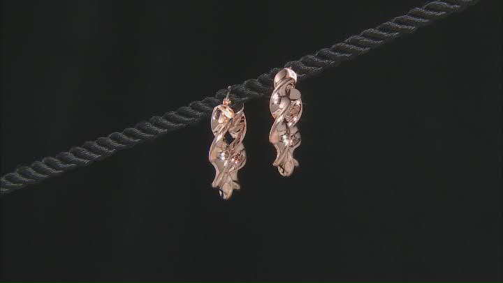 18K Rose Gold Over Sterling Silver Set of 2 39MM and 23MM Twisted Hoop Earrings Video Thumbnail