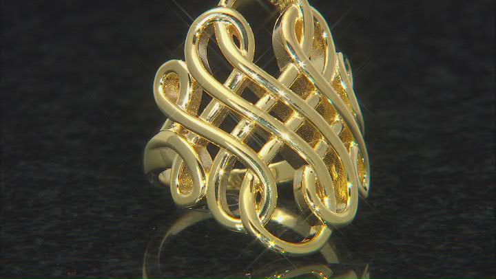 18K Yellow Gold Over Sterling Silver Swirl Ring Video Thumbnail