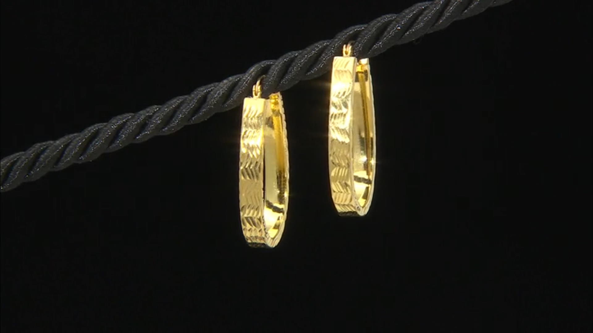 18K Yellow Gold Over Sterling Silver 4x30MM Oval Square Tube Hoop Earrings Video Thumbnail