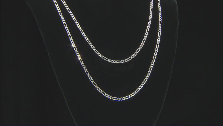 Sterling Silver Set Of Two 3MM 20 And 24 Inch Figaro Chains Video Thumbnail