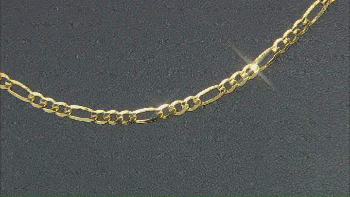 18K Yellow Gold Over Sterling Silver Set of Two 3MM 20 and 24 Inch Figaro Chains Video Thumbnail
