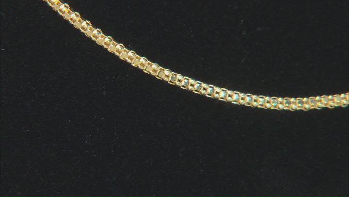 18K Yellow Gold Over Sterling Silver 1.35mm Diamond-Cut Adjustable Popcorn Chain Video Thumbnail