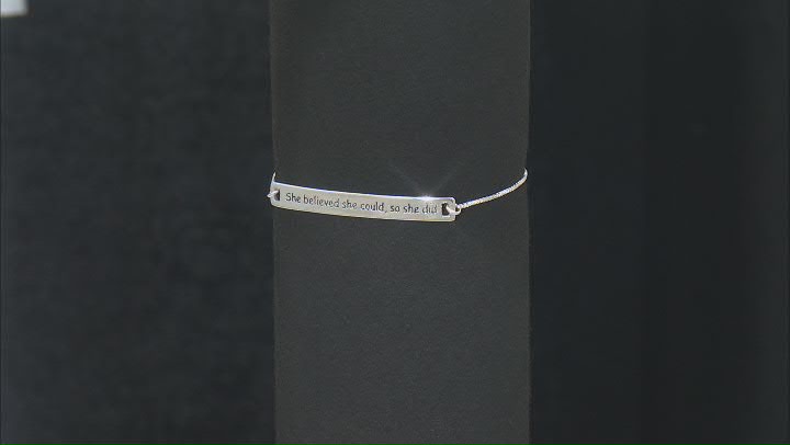 Sterling Silver "She Believed She Could, So She Did" Adjustable Bar Bracelet Video Thumbnail