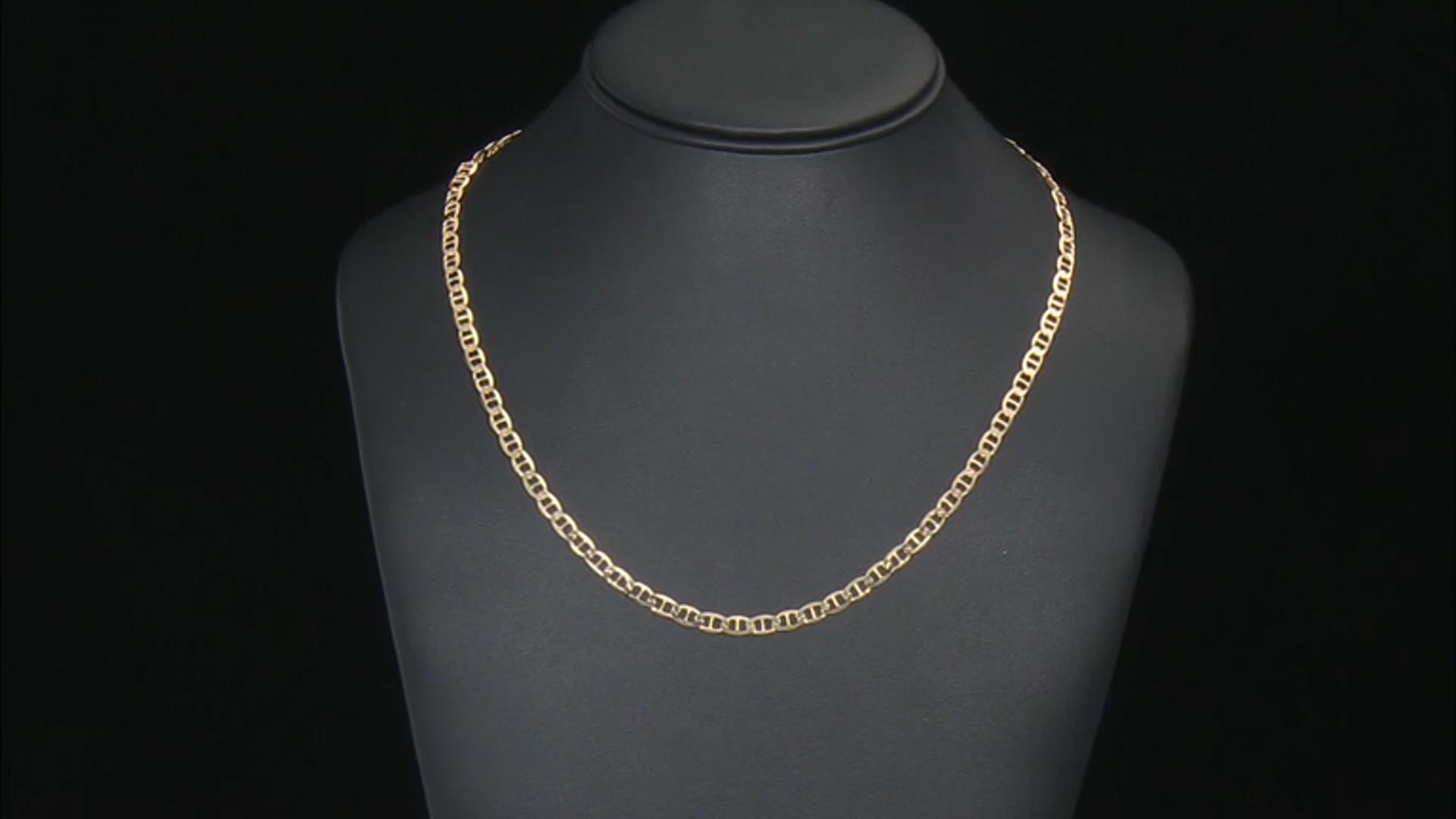 18K Yellow Gold Over Sterling Silver 4.4MM Flat Mariner 22 Inch Chain Video Thumbnail