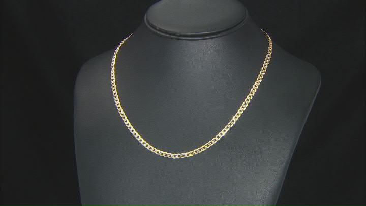 18K Yellow Gold Over Sterling Silver 4MM Diamond-Cut Curb 18 Inch Chain Video Thumbnail