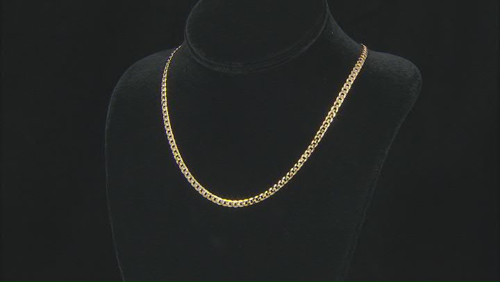 18K Yellow Gold Over Sterling Silver 4MM Diamond-Cut Curb 18 Inch Chain