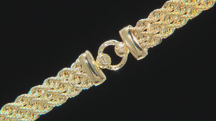 14K Yellow Gold Station Multi-Row Rope Link Bracelet Video Thumbnail