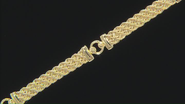 14K Yellow Gold Station Multi-Row Rope Link Bracelet Video Thumbnail