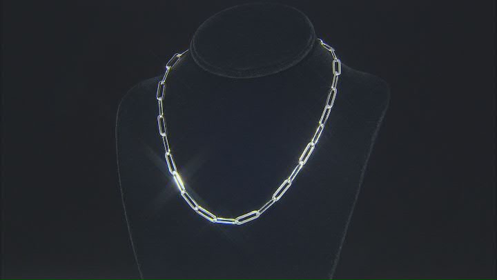 Rhodium Over Sterling Silver Paperclip Chain Video Thumbnail