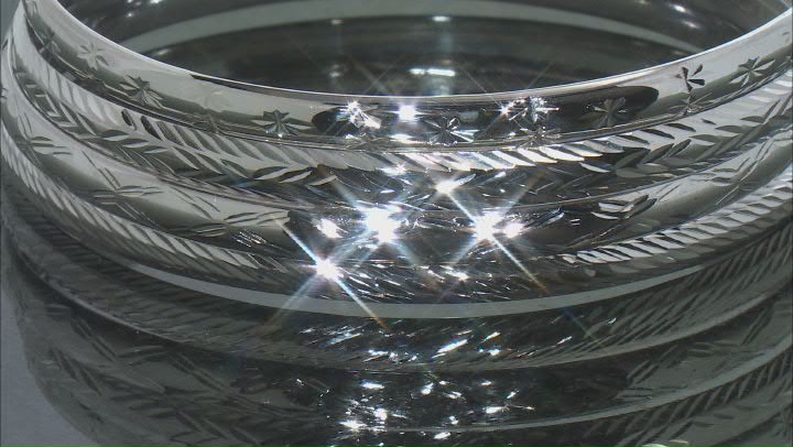 Sterling Silver 5mm Diamond Cut Set of 4 Slip on Bangles Video Thumbnail