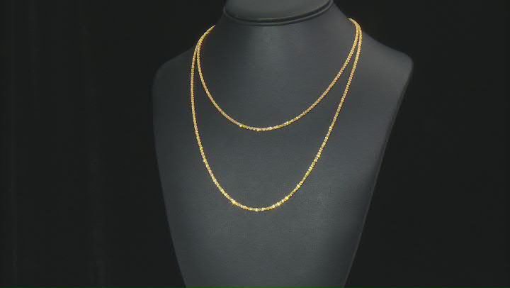 18k Yellow Gold Over Sterling Silver Diamond Cut Criss Cross Chain Necklace Set 20 Inch & 24 Inch Video Thumbnail