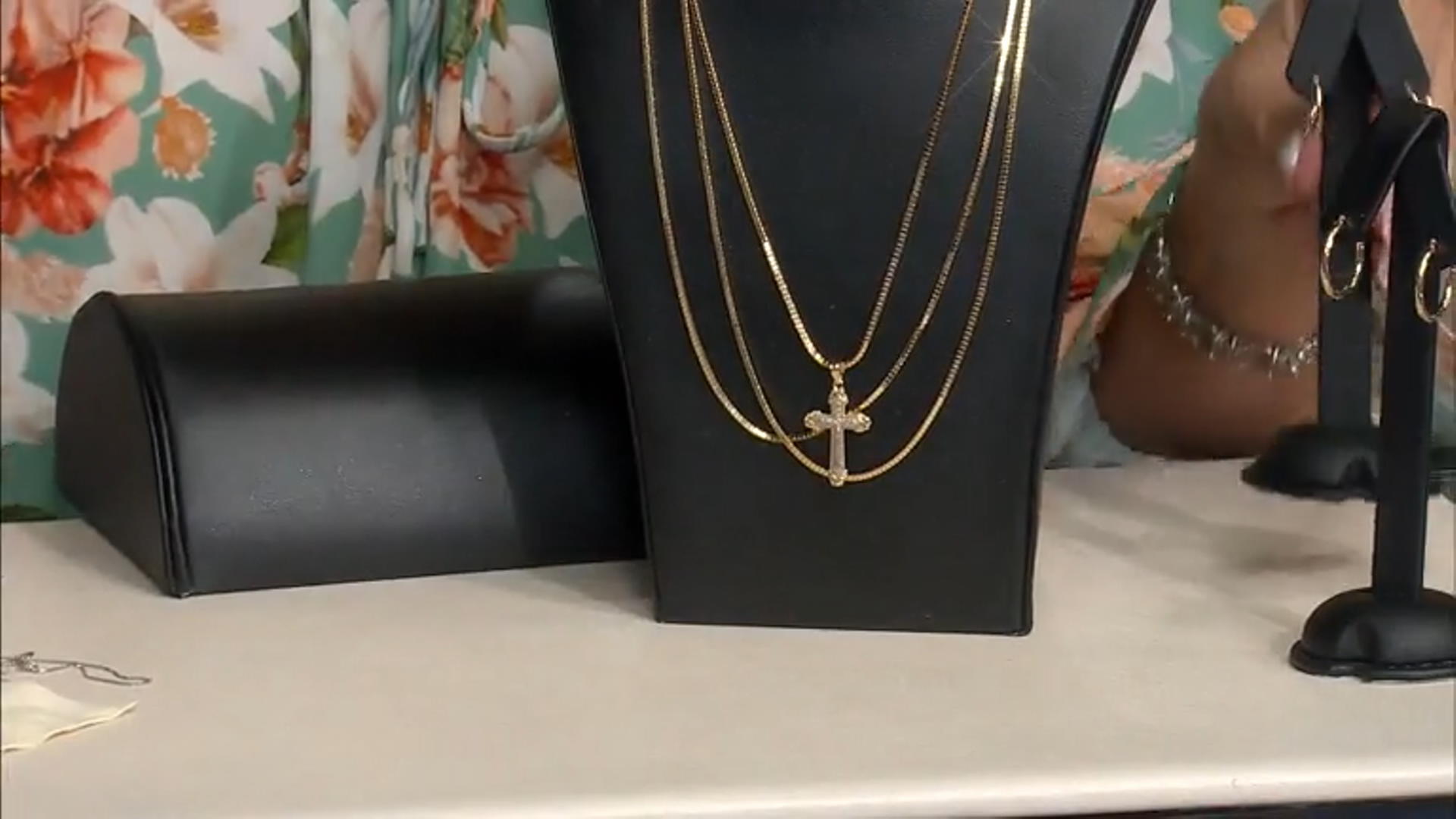 10K Yellow Gold & Rhodium Over 10K Yellow Gold Cross Pendant Video Thumbnail