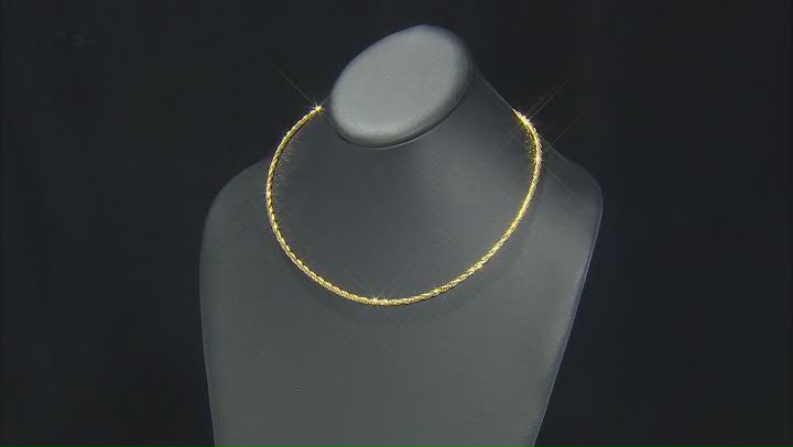 18K Yellow Gold Over Sterling Silver Diamond-Cut Twisted Omega 18 Inch Necklace Video Thumbnail