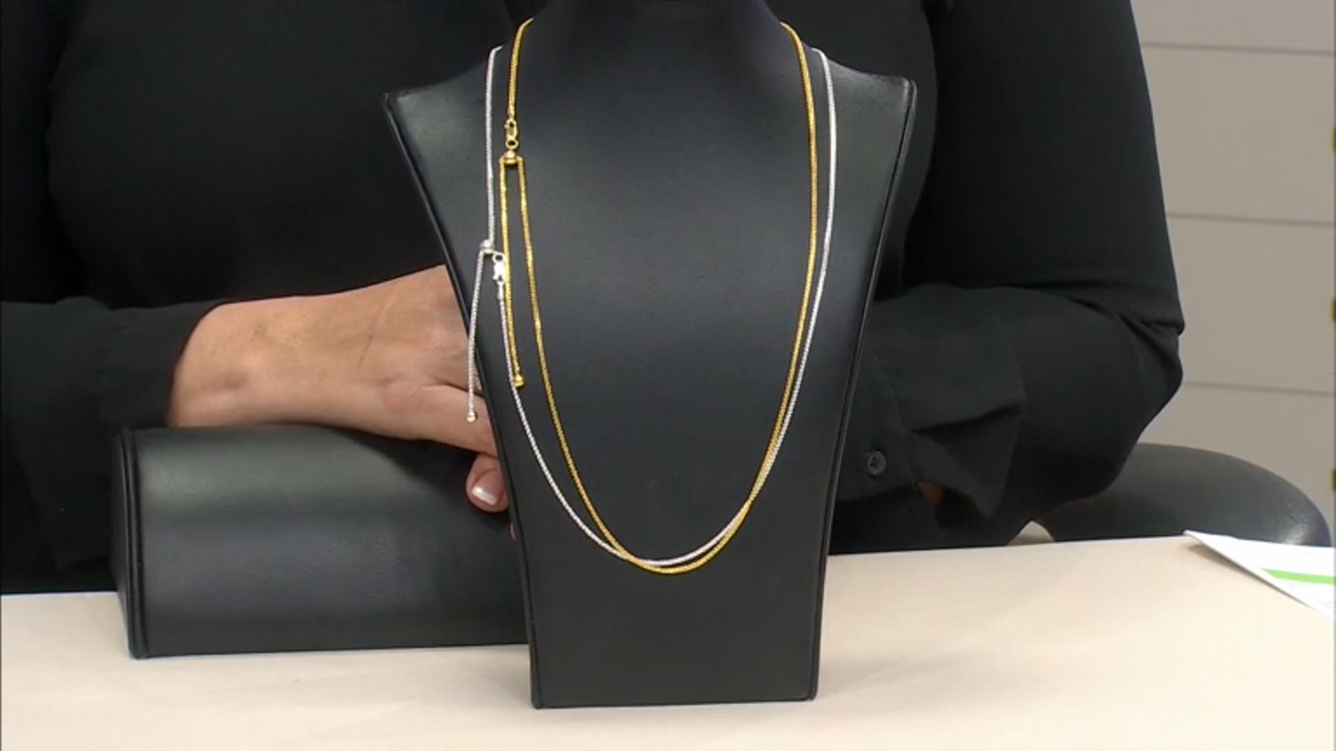 Sterling Silver & 18K Yellow Gold Over Sterling Silver Diamond-Cut Adjustable Wheat Chain Set Of 2 Video Thumbnail