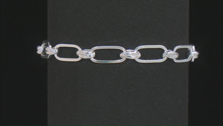 Sterling Silver 6.5mm Rectangle Link Bracelet Video Thumbnail