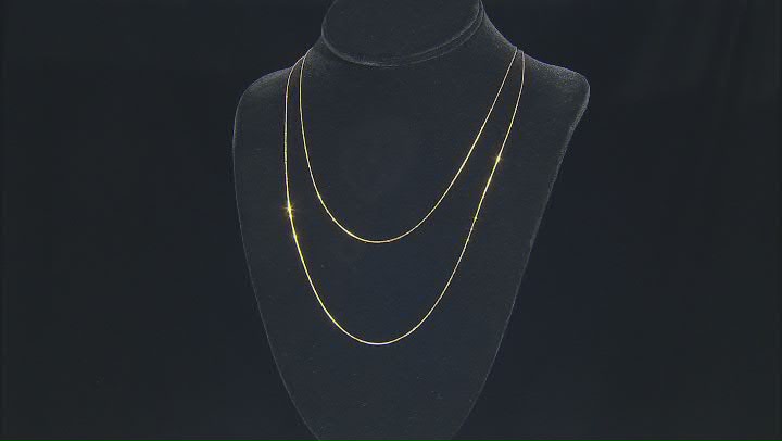 18k Yellow Gold Over Sterling Silver Set Of 2 20 And 24 Inch Snake Chains With Diamond-Cut Stations Video Thumbnail