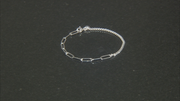 Sterling Silver 2.7mm Curb & 4mm Paperclip Link Bracelet Video Thumbnail