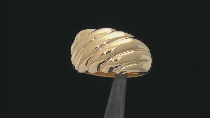 18k Yellow Gold Over Sterling Silver Textured Domed Ring Video Thumbnail