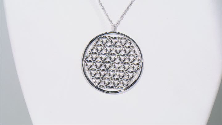 Platinum Over Sterling Silver Flower Pattern Pendant With 18 Inch Cable Chain Video Thumbnail