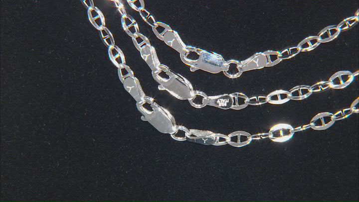 Sterling Silver 3.5mm Alternating Mariner 24 Inch Chain Video Thumbnail