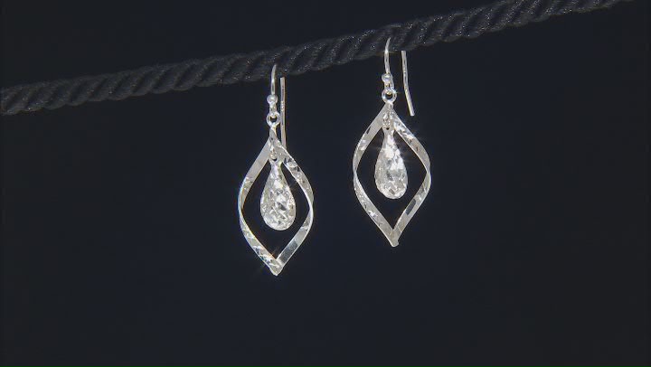 Sterling Silver Diamond-Cut Teardrop Swirl Dangle Earrings Video Thumbnail