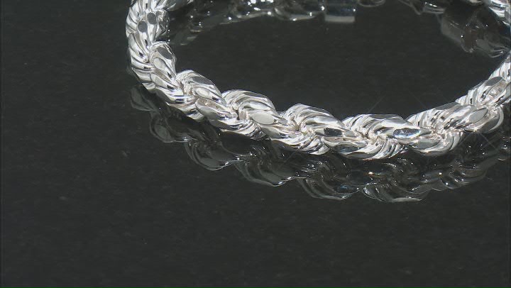 Sterling Silver 8.4mm Rope Link Bracelet Video Thumbnail